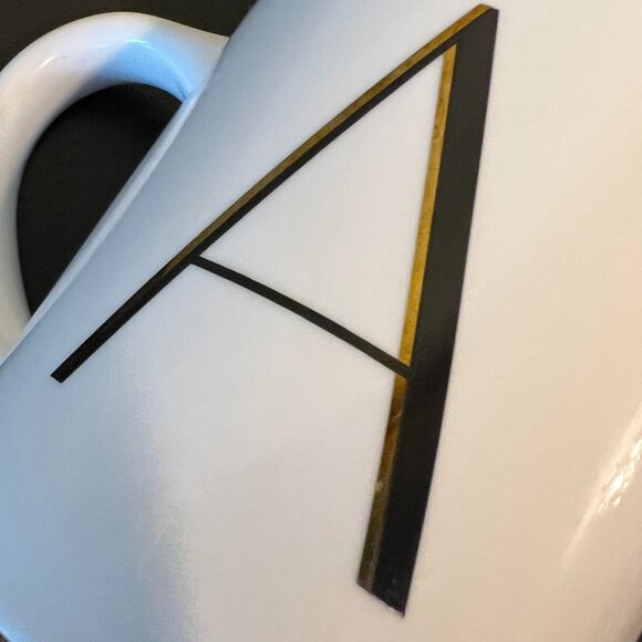 THRESHOLD Letter A Initial Monogram Stoneware Mug with Metallic Gold Highlights - Picture 2 of 8